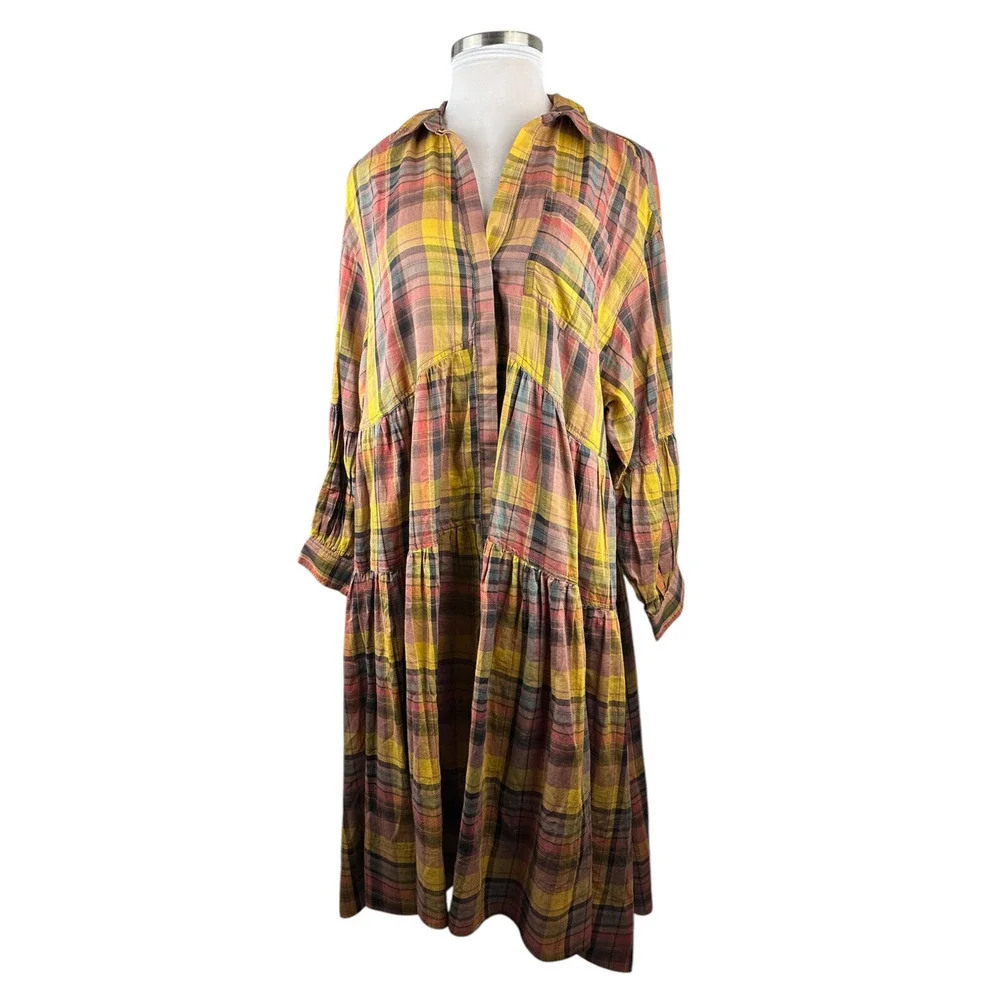 NWT Anthropologie Pilcro Long Sleeve Tiered High Low Dress Oversize Plus Size 2X - Picture 3 of 16